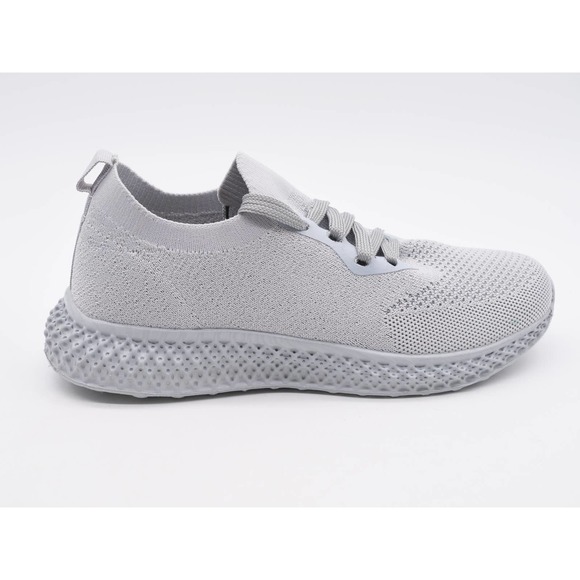 Navig8 Sneakers Womens 6.5 Shoes Gray Stretch Knit Lace Up Athletic Low Top - Picture 4 of 11